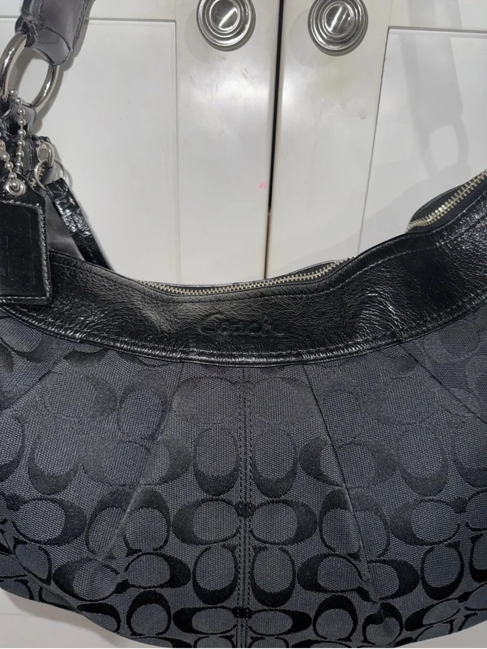 Vintage Y2K Coach Soho Pleated Shoulder Bag Signature jacquard canvas